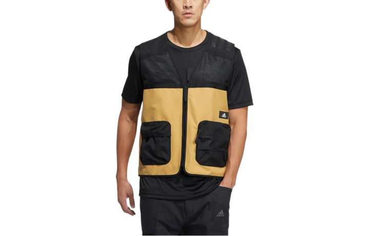 Adidas Adidas Vests Unisex Black Gold Stand Collar Moderate Workwear
