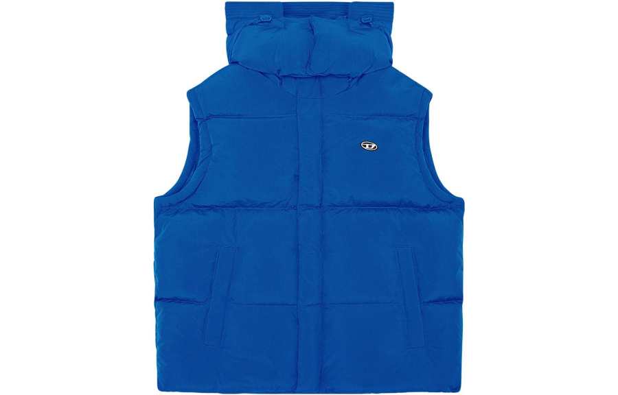 DIESEL Vests Men's Blue Detachable Hood Moderate Denim