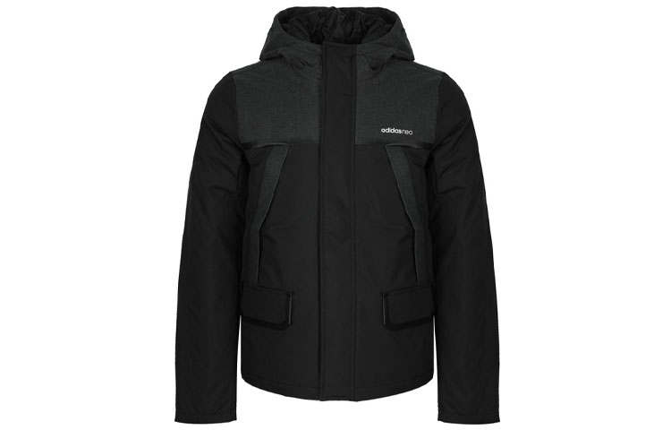 Adidas Neo Letter Hooded Down Jacket Men's Black