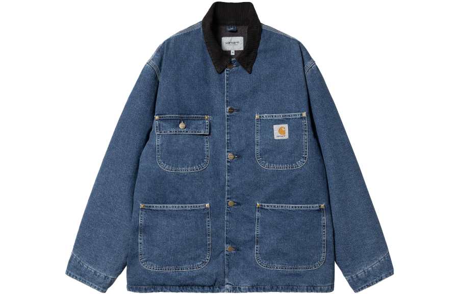 Carhartt WIP FW23 Denim Jackets Men's Stonewashed Blue Lapel Moderate Straight Fit