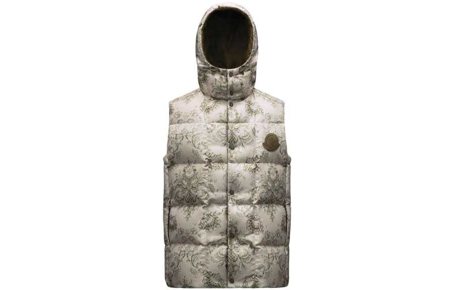 Moncler Vests Men's Ecru Hooded Non Detachable Other