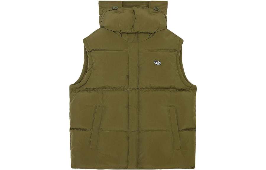 DIESEL Vests Men's Olive Green Detachable Hood Moderate Other