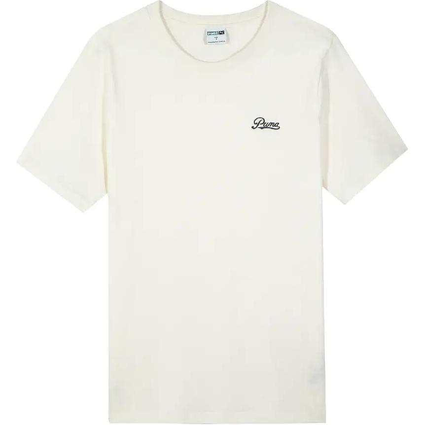 PUMA T Shirts Men's White Crew Neck Moderate Straight Fit