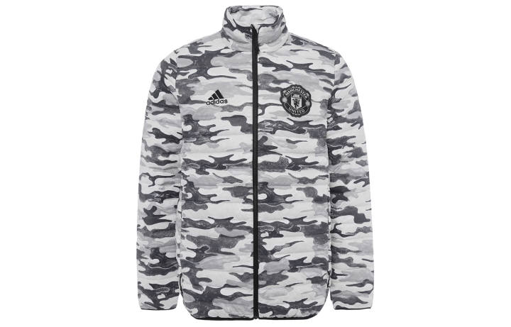 Adidas Adidas MUFC Down Jackets Men's Black Stand Collar Moderate Quilted Down Jacket
