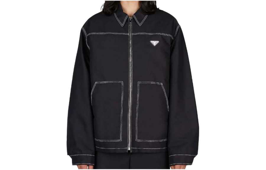 PRADA PRADA Jackets Men's Black Lapel Moderate Other