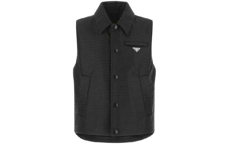 PRADA PRADA Vests Men's Black Lapel Moderate Other