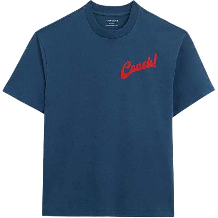 COACH T Shirts Men's Dark Denim Crew Neck Moderate Straight Fit