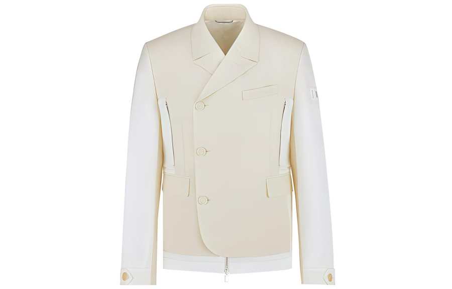 DIOR x Sacai SS22 Business Suit Coat Men's Cream White