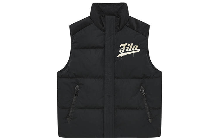 FILA FUSION Down Vests Men's Pitch Black Stand Collar Moderate Other