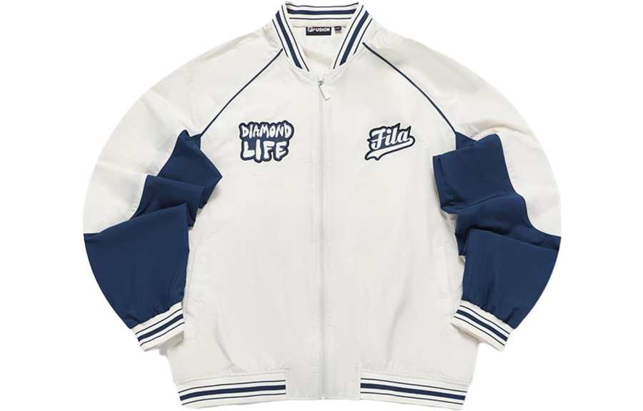 FILA FUSION Jackets Men's Jasmine Milk White Baseball Collar Moderate Pilot