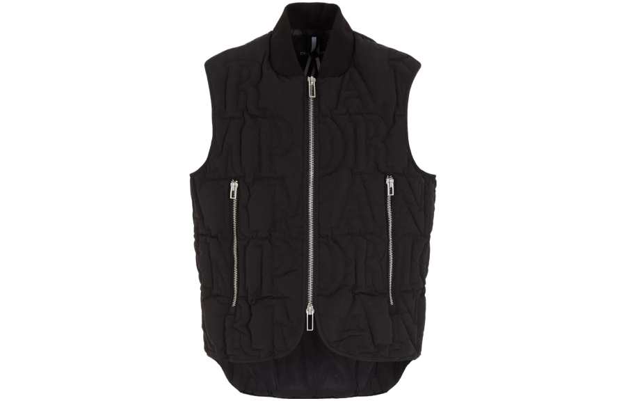 EMPORIO ARMANI Vests Men's Black Stand Collar Moderate Other