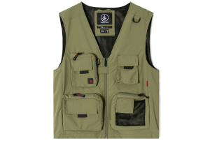 VOLCOM Vests Unisex Olive Green V Neck Moderate Straight Fit