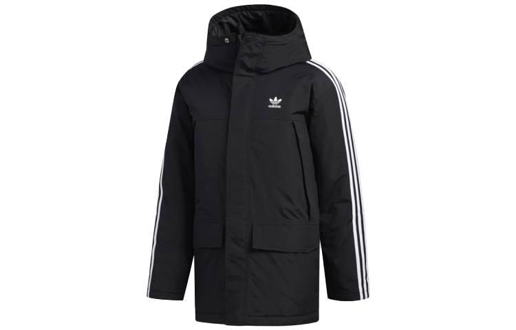 Adidas Originals PADDE Puffer Jackets Men's Black Hooded Thickened Other