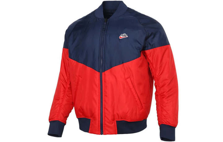 Nike Nike Puffer Jackets Men's Red Stand Collar Moderate Reversible