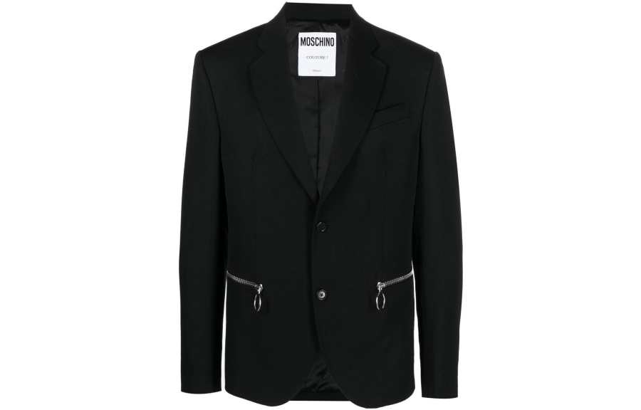 MOSCHINO Business Suits Men's Black Suit Collar Moderate Straight Fit