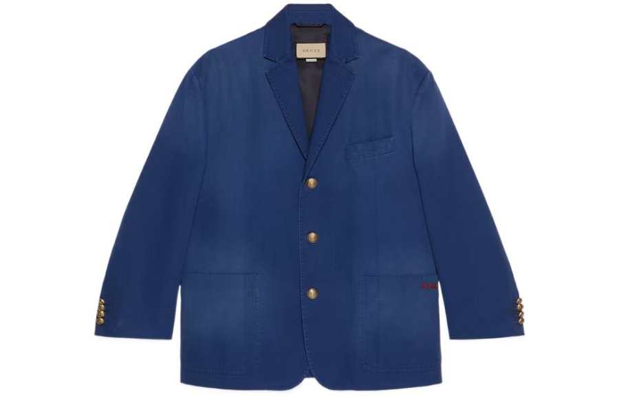 GUCCI Business Suits Men's Blue Suit Collar Moderate Business Suit