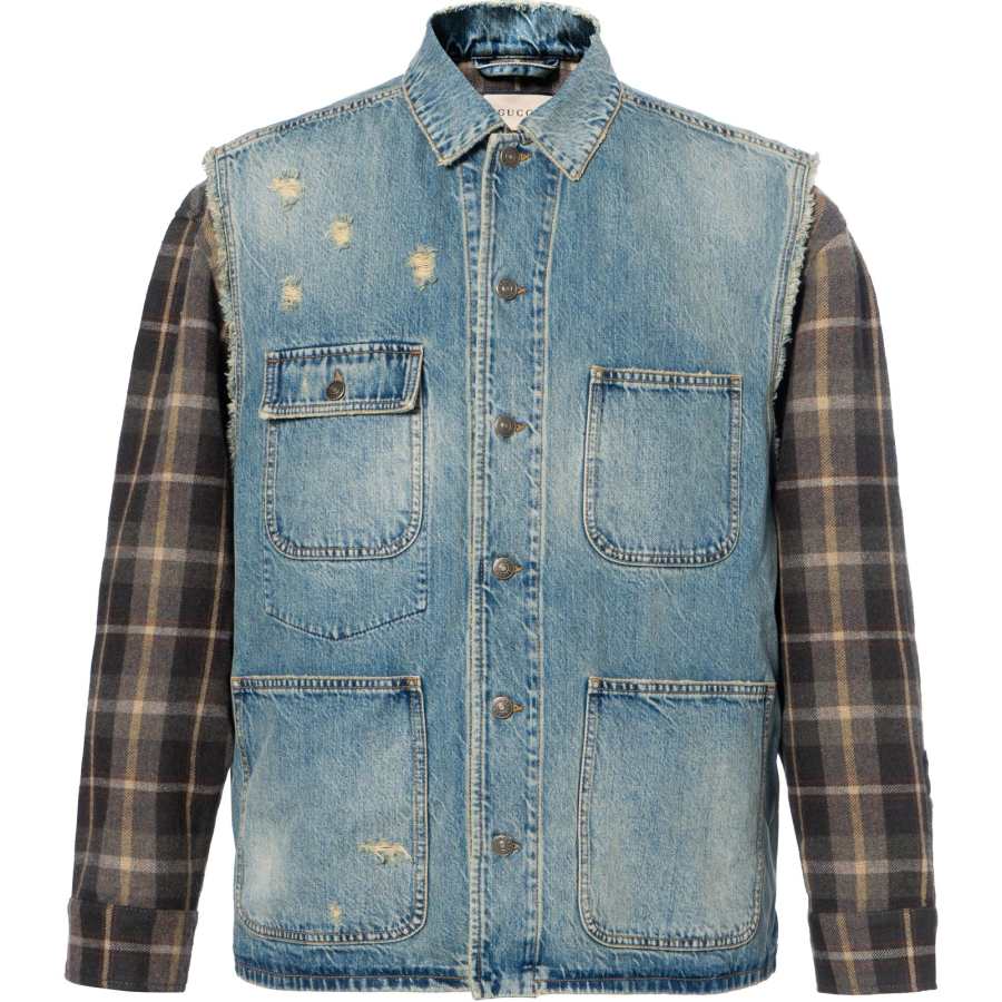 GUCCI GUCCI Denim Jacket Men's Light Blue
