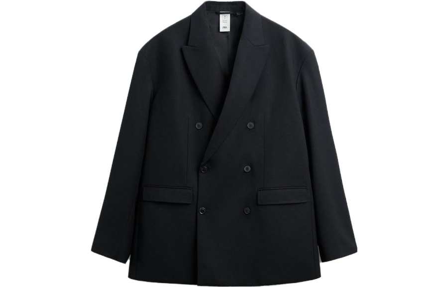 ZARA Business Suits Men's Black Moderate Business Suit