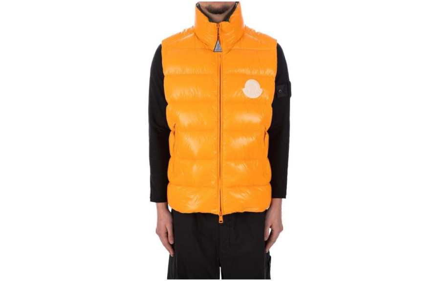 Moncler Moncler Down Vests Men's Orange Stand Collar Other