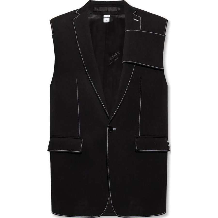 Burberry Vests Men's Black Suit Collar Moderate Other