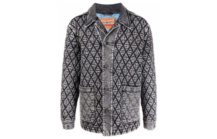 DIESEL DIESEL Denim Jackets Men's Black Lapel Moderate