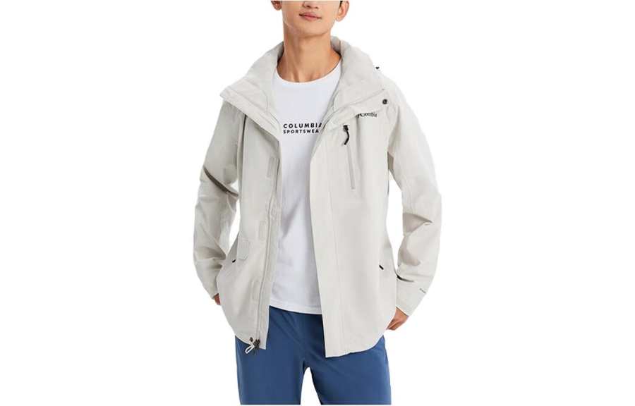 Columbia Outdoor Hiking Waterproof And Warm Windbreaker Jacket Men's Ecru