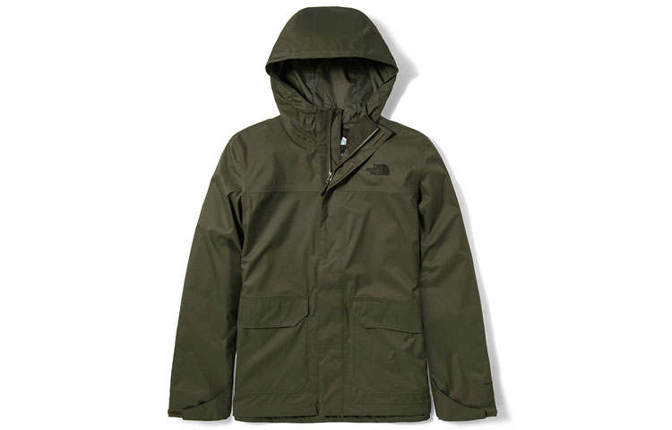 THE NORTH FACE Windbreaker Jackets Men's Green Hooded Moderate