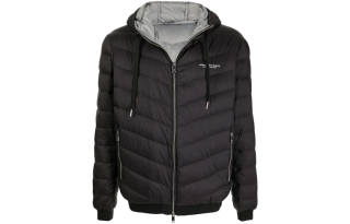 ARMANI EXCHANGE Logo Zipped Hooded Down Jacket
