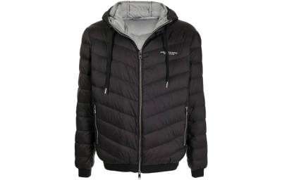 ARMANI EXCHANGE Logo Zipped Hooded Down Jacket