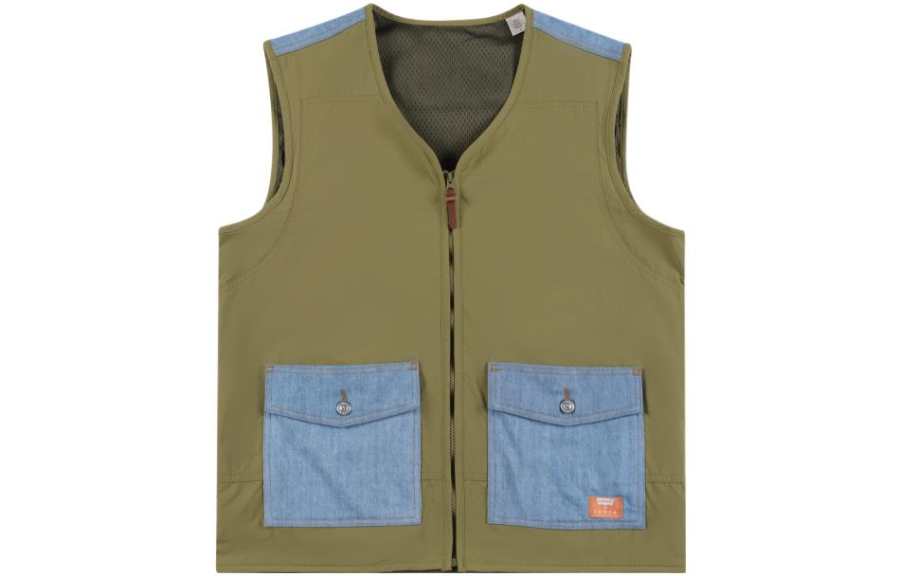 Levis Levis Vests Men's Green Collarless Moderate