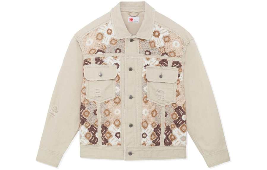 Li-Ning Li Ning Denim Jackets Men's Gray Lapel Moderate Straight Fit