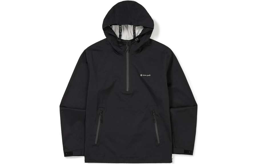 Snow Peak Windbreaker Jackets Men's Black Hooded Moderate