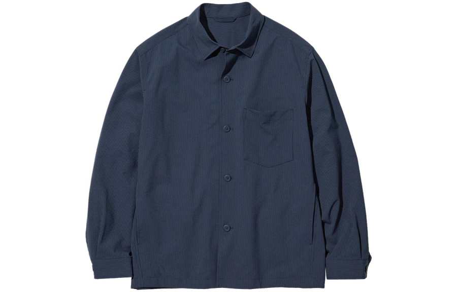 UNIQLO Jackets Men's Dark Blue Lapel Moderate Other