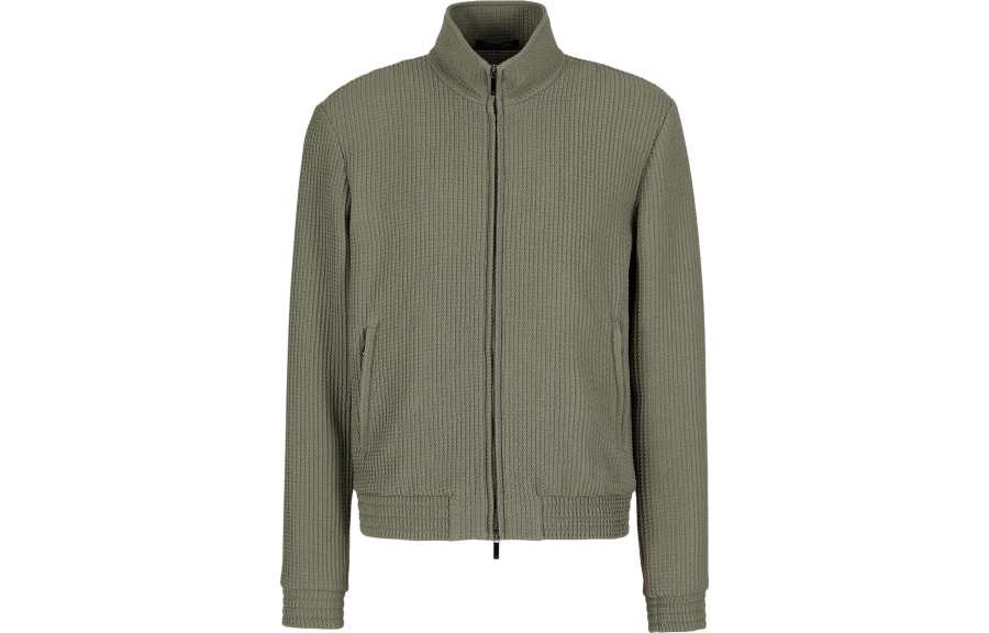 EMPORIO ARMANI Jackets Men's Green Stand Collar Moderate Other