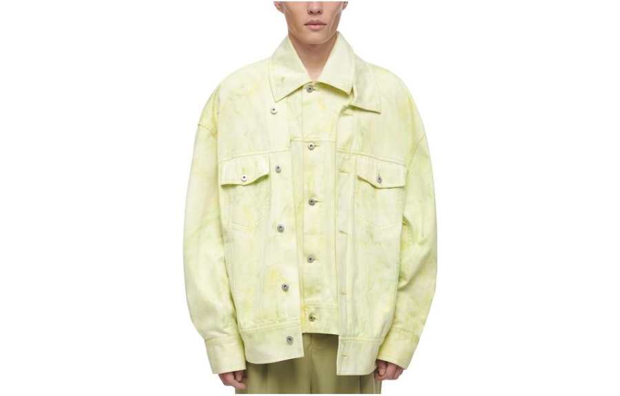 Feng Chen Wang Feng Chen Wang Denim Jackets Men's Turquoise Lapel Moderate Other