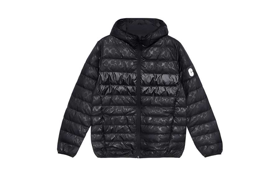 COACH FW22 Men's Letter Logo Zip-Up Hooded Down Jacket Black