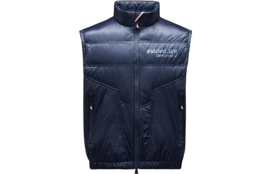 Moncler Grenoble Down Vests Men's Blue Stand Collar Moderate Other