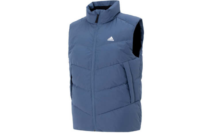 Adidas Adidas Down Vests Men's Blue Stand Collar Moderate