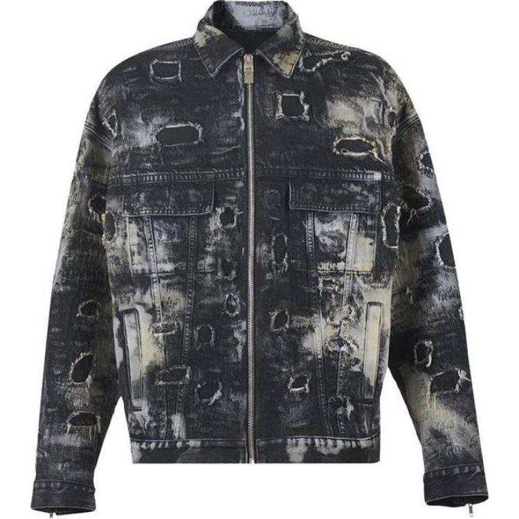 Givenchy Givenchy Destroyed Zipped Denim Jacket