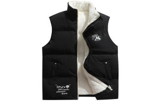 DUEPLAY Western Denim Print Thickened And Fleece Lined Loose Fit Vest Unisex