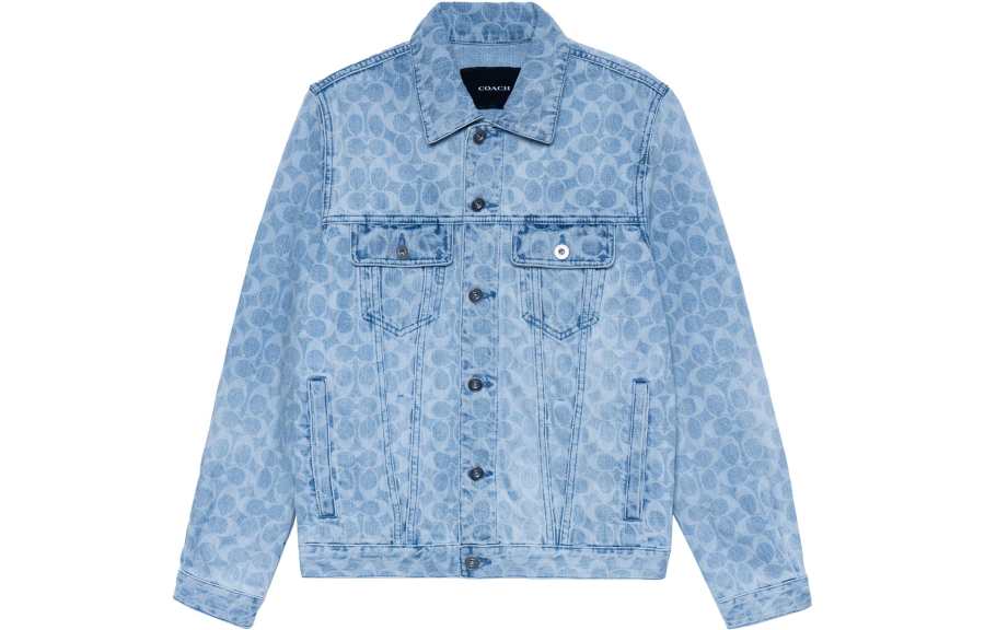 COACH COACH Denim Jackets Men's Blue Lapel Moderate