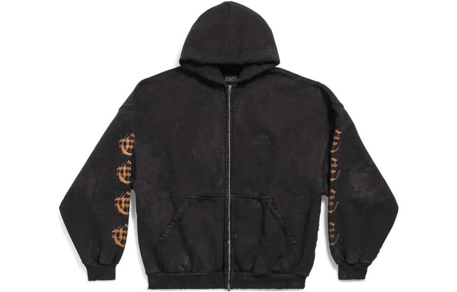 Balenciaga Heavy Metal Outerwear Zip Up Oversized Hoodie