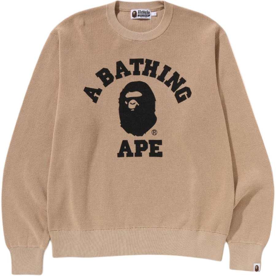 A BATHING APE Bape College Waffle Crewneck Sweater