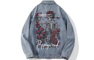 SANSYAS Denim Jackets Unisex Lapel Moderate Straight Fit