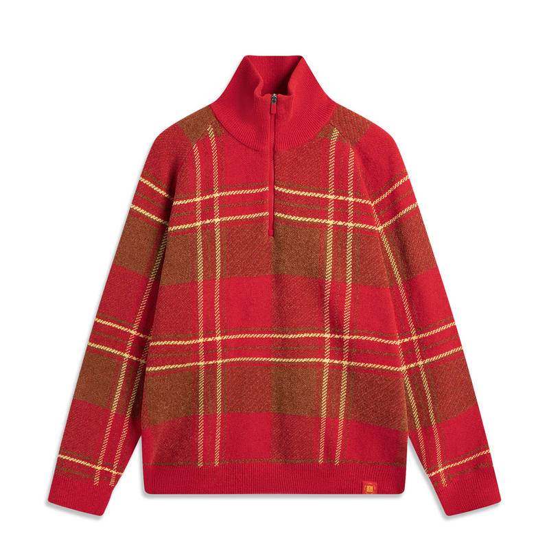 Li-Ning Li Ning Sports Trendy Collection Knitwear Men's Red Plaid