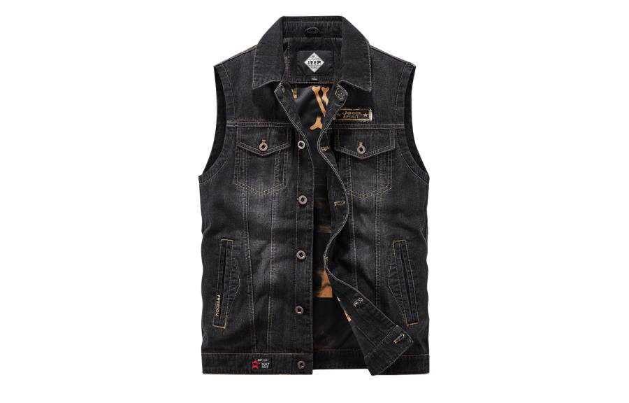 JEEP SPIRIT Vests Unisex Lapel Moderate Denim