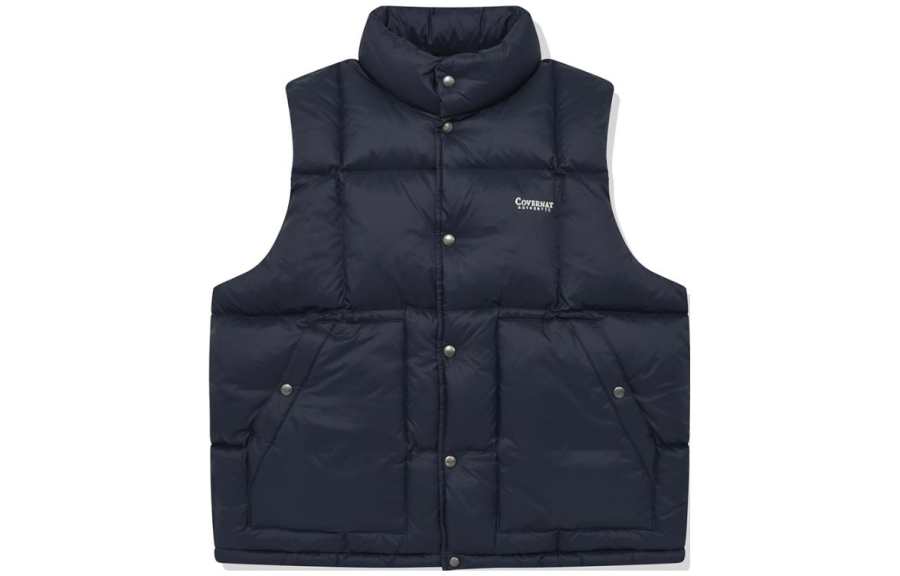COVERNAT Vests Men's Marine Blue Stand Collar Moderate Other
