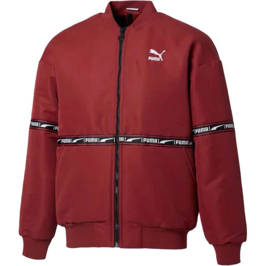 PUMA PUMA Puffer Jackets Men's Red Stand Collar Moderate Baseball Puffer Jacket