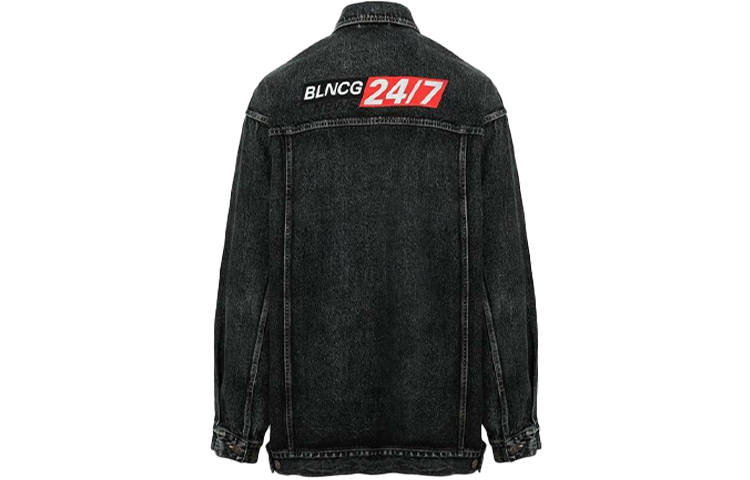 Balenciaga Denim Jacket Loose Fit Men's Black Gray