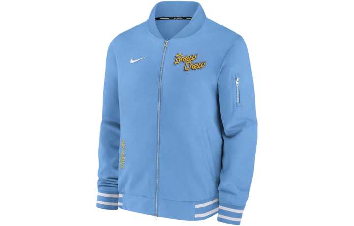 Nike Nike Milwaukee Brewers Authentic Collection City Connect Game Time Men's Nike Mlb Full Zip Bomber Jacket
